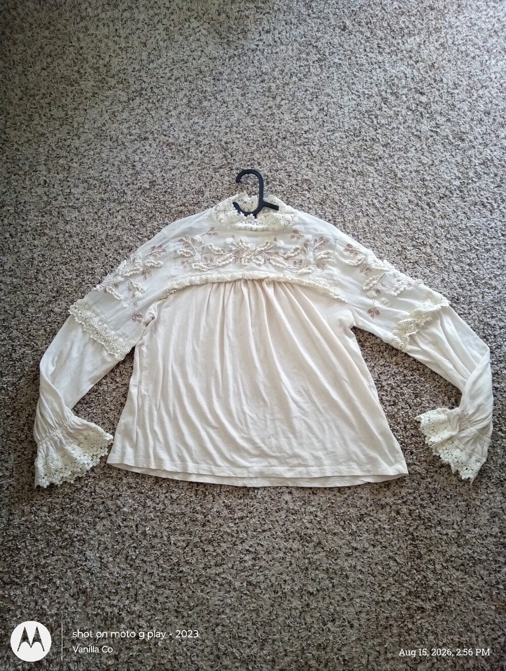 Anthropologie Jemma Crochet Lace Blouse Long Sleeve Ivory Medium - Picture 2 of 11